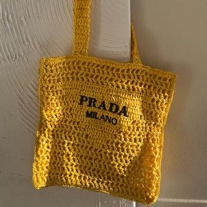Yellow straw tote